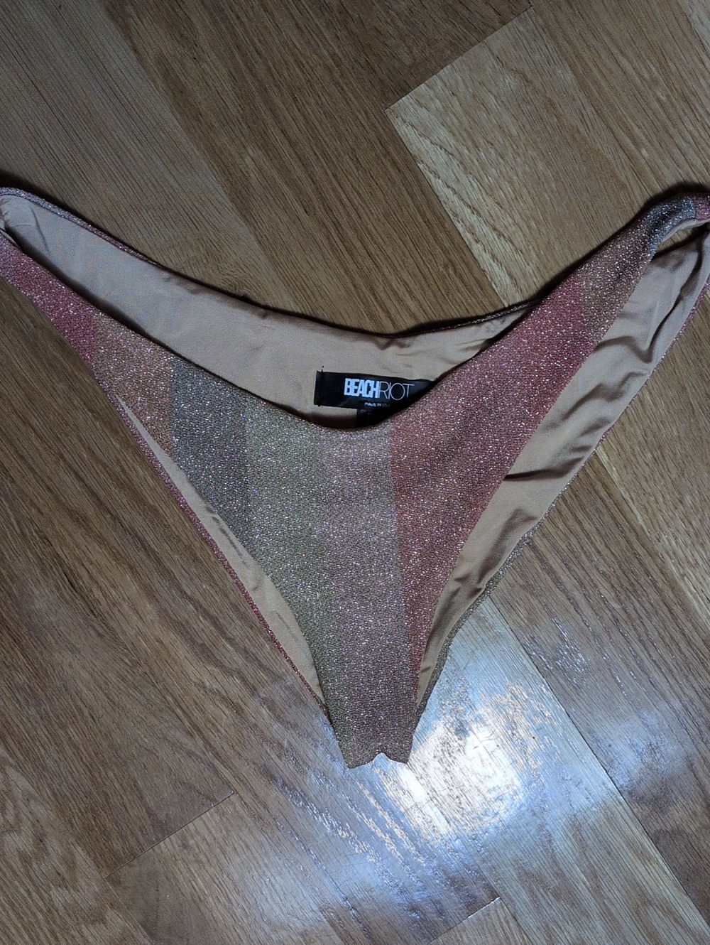 BEACH RIOT Metallic Pink & Gold Women's Bikini Bottom